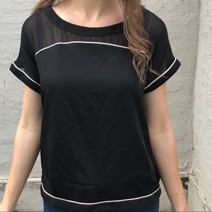Forever 21 Black Blouse with White Trim